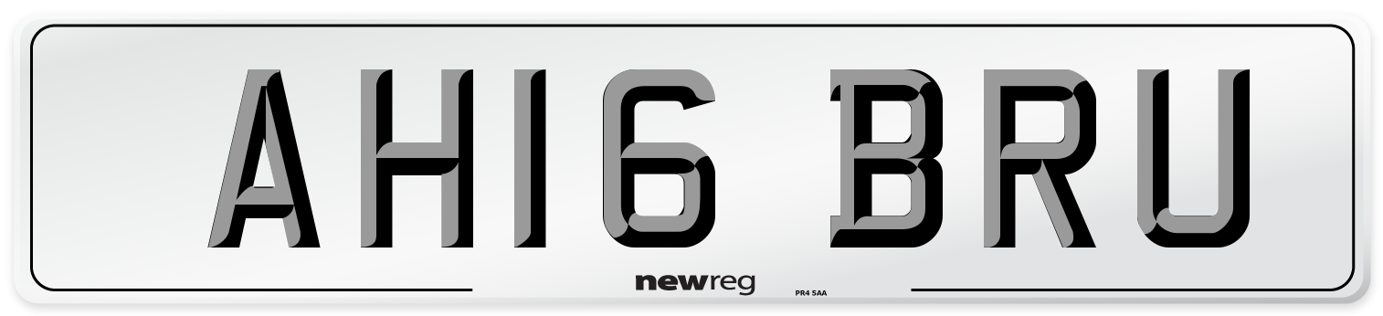 AH16 BRU Number Plate from New Reg